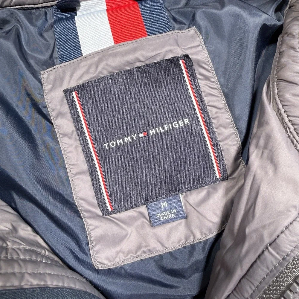 Tommy‎ Hilfiger Gray Full Zip Quilted Puffer Jacket M Classic Preppy